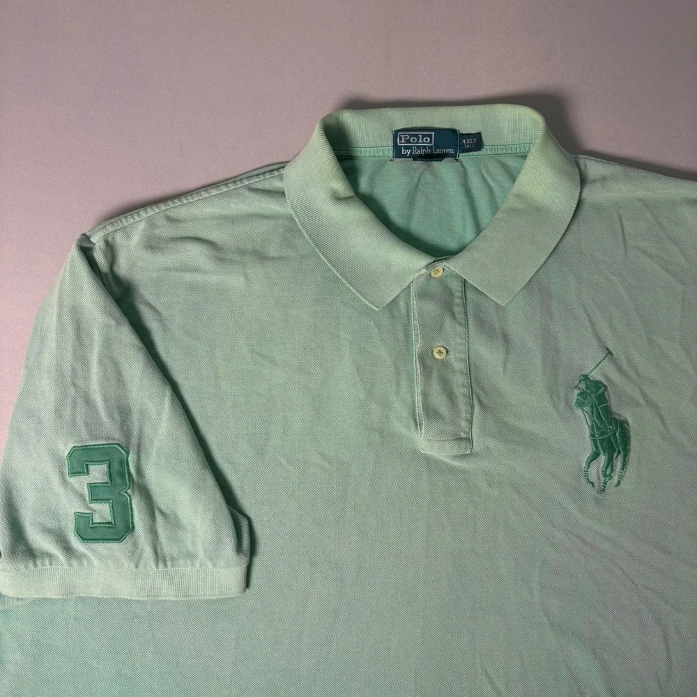 Polo Ralph Lauren Big Pony Polo Shirt Mens 4XLT Tall Mint Green Cotton Pique